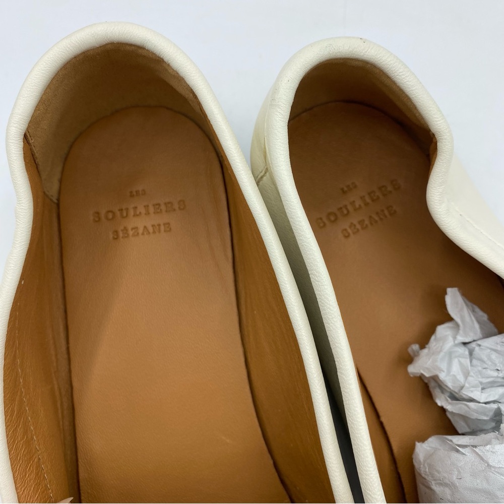 Sezane Vicky Loafers Elegant Cream/White Leather in smooth Ecru chain detail 42 - Picture 8 of 11